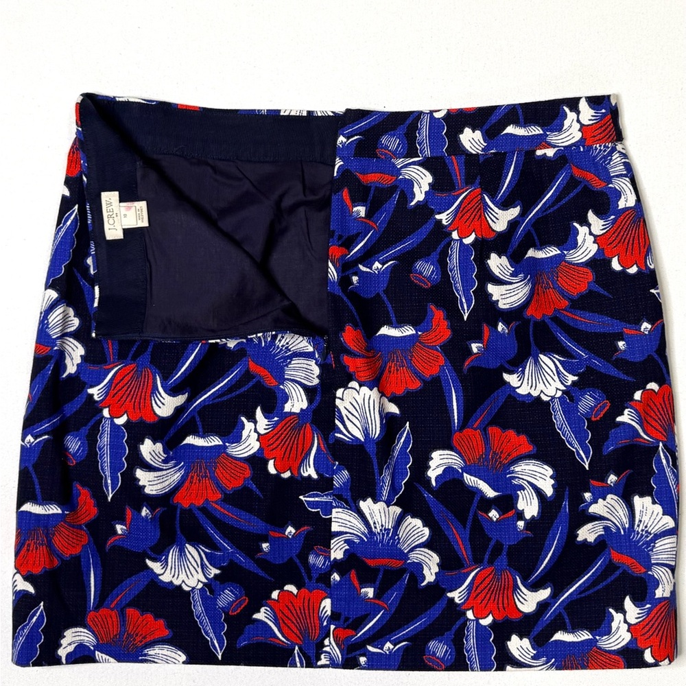 J.Crew Floral Print Skirt - Blue, Red, White Size 10 - Picture 2 of 5